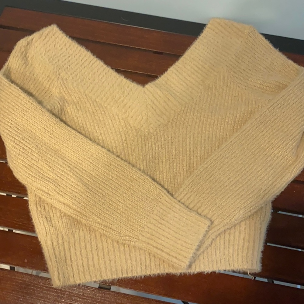 Off the shoulder adorable and so soft crop sweater!